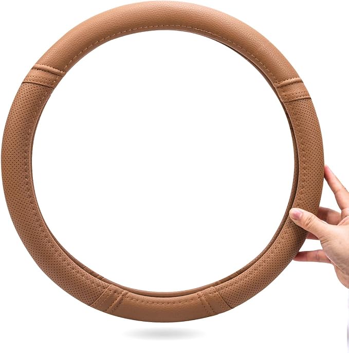Car Pass Classical Leather Automotive Universal Steering Wheel Covers, - Image 5