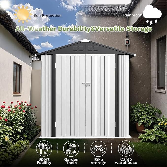 Greesum 6×4FT Outdoor Storage Shed, Metal Patio Storaged Sheds - Image 5