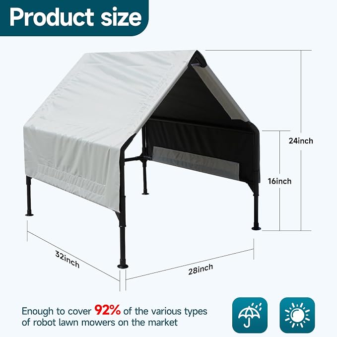 Robot Mower Garage, Wire Free Robot Lawn Mower Cover, Durable Water-Proof and - Image 4