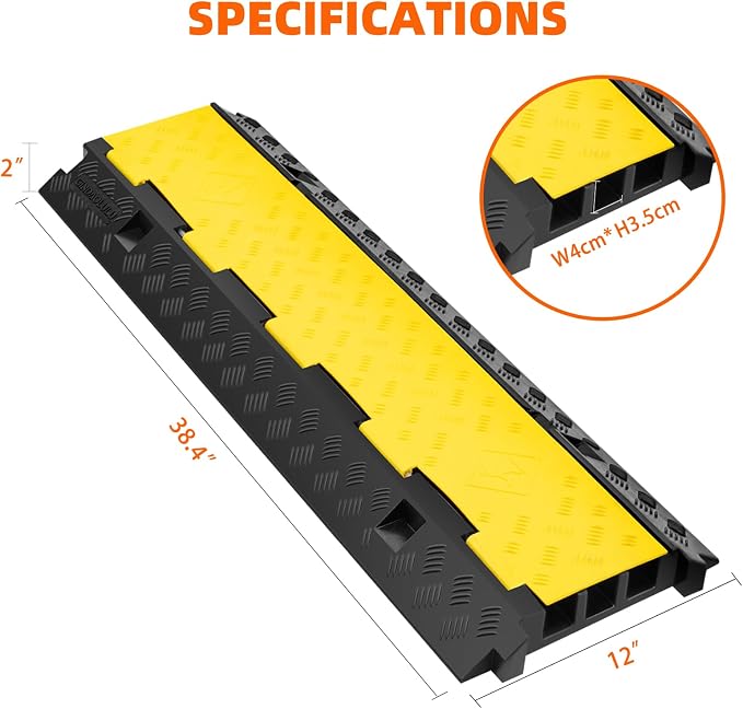 3 Channel 2 Pack Cable Protector Ramp Traffic Wire and Hose Ramp Cord Cover - Image 4