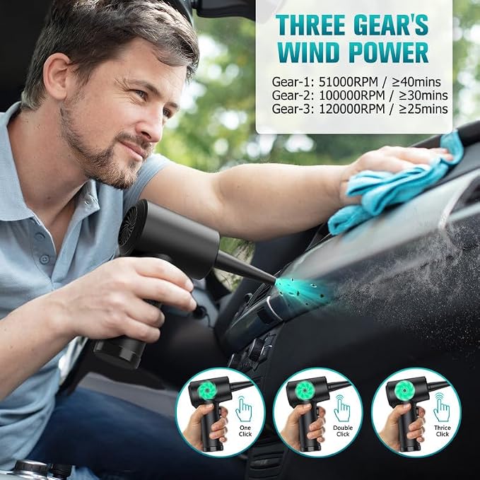 Electric Air Duster & Blower, 000RPM Compressed Air Duster - Image 2