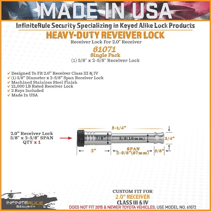 61071 | Receiver Lock for 2" Receiver - Image 5