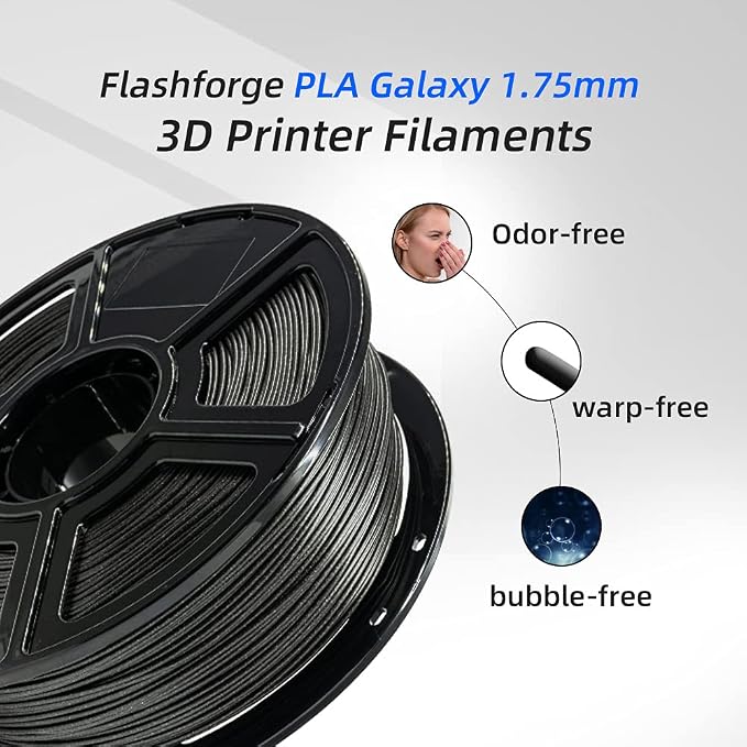 FLASHFORGE PLA Filament 1.75mm Galaxy Matte Black, 3D Printer Filament - Image 3