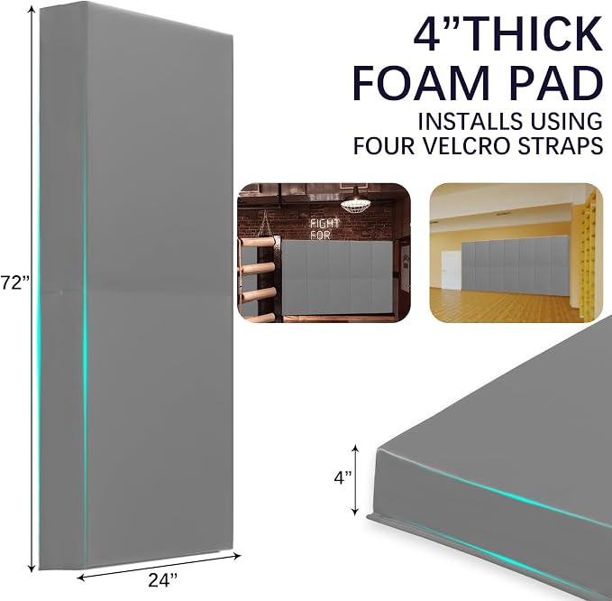 PROGOAL 60"/72" High Gym Wall Padding 2"/4" Thick Foam Basketball Court Wall - Image 5