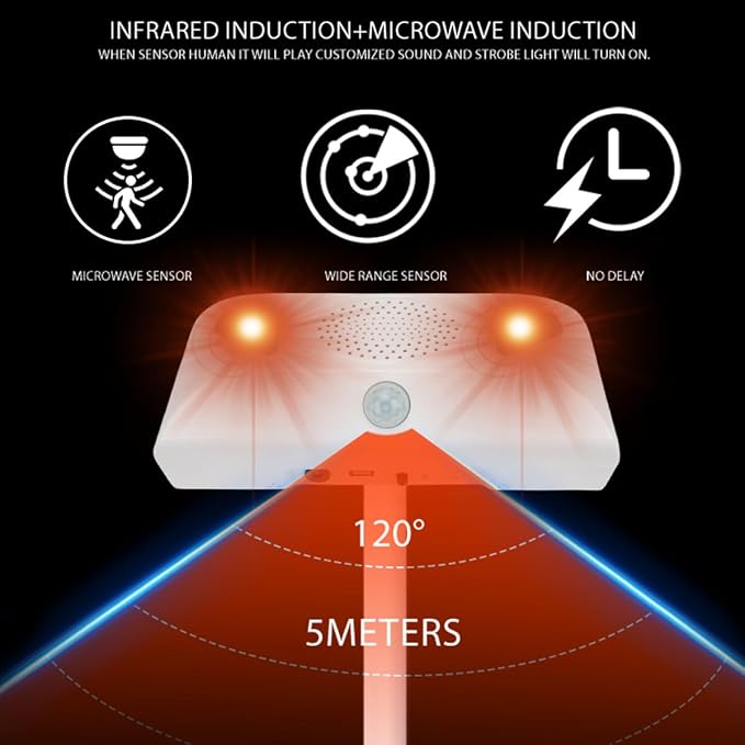 Sound Strobe Warning Lights, LED Intelligent Microwave Sensor Automatic Voice - Image 2