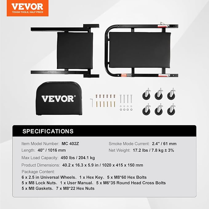 VEVOR Foldable Z Garage Creeper, 40 in, 450 lbs Load Capacity Rolling Folding - Image 7