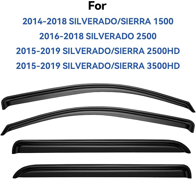Window Visors Rain Guards for 2014-2018 Chevy Silverado/GMC Sierra 1500 - Image 3