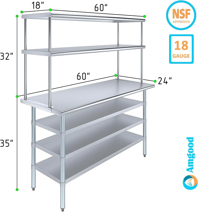 Amgood 24" x 60" Stainless Steel Work Table - Image 3