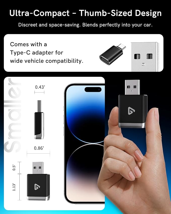 Wireless CarPlay Adapter for Apple iPhone & Android 2025 Upgrade Mini 2-in-1 - Image 4