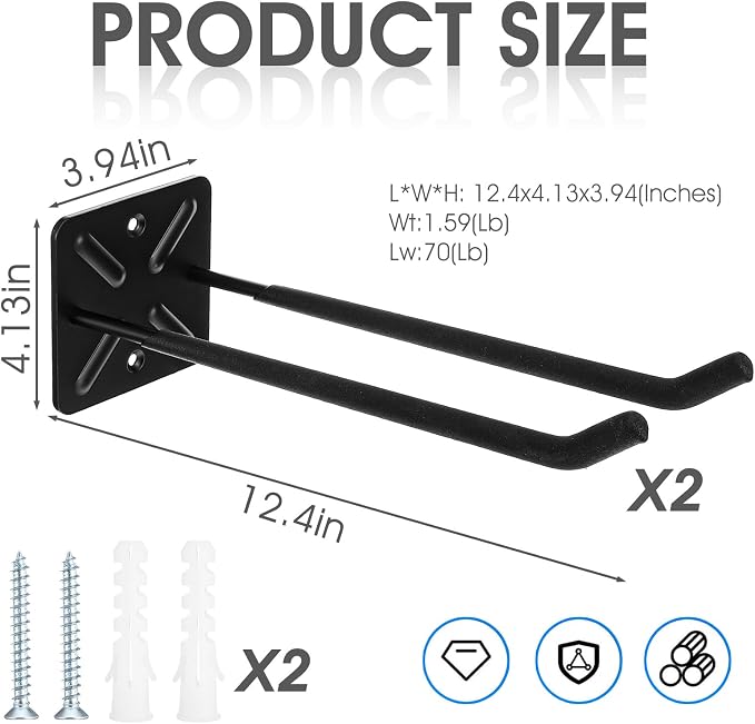 2Pcs Garage Hooks Heavy Duty Tool Organizer, Wall Mount Utility Multi-Use - Image 2