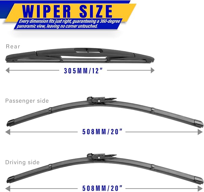 3 wipers Replacement for 2008-2012 Ford Escape, Windshield Wiper Blades - Image 2