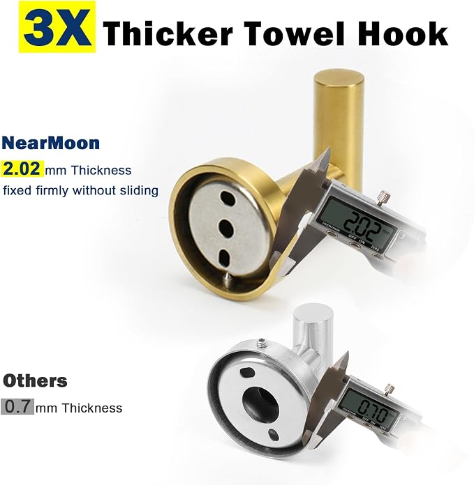NearMoon Bath Towel Hooks- SUS 304 Stainless Steel Robe Hook Holder, Heavy Duty - Image 4