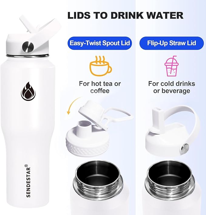 SENDESTAR 32oz Water Bottle Wide Mouth Stainless Steel Vacuum Insulated Double - Image 3