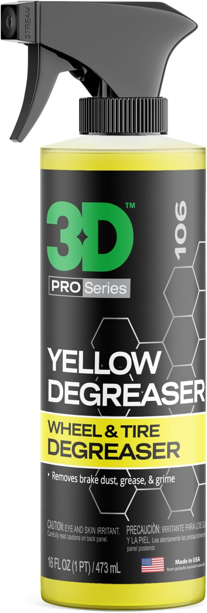 3D Yellow Degreaser – Non-Acid Wheel & Tire Cleaner Spray by 3DCarCare