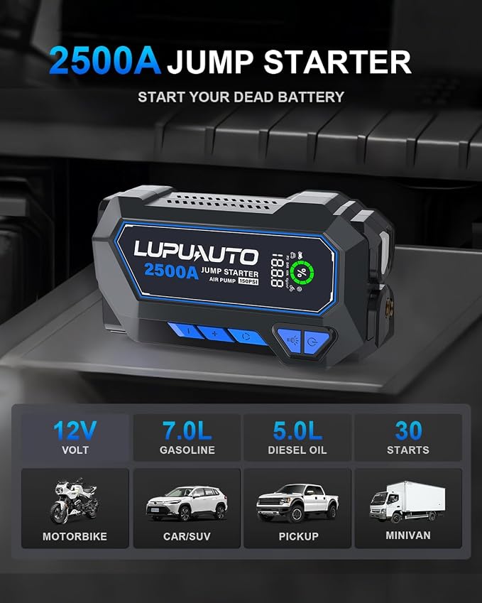 2500A Portable Jump Starter, Car Battery Jump Starter - Image 3