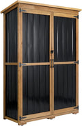 Outdoor Storage Cabinet Wood & Metal, Storage Shed Waterproof Double Lock by Ketive