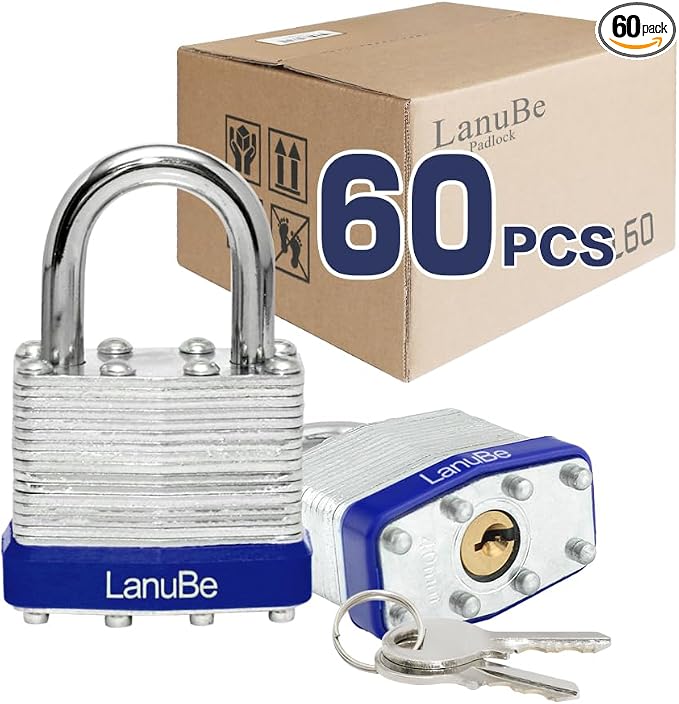 LanuBe Lock Laminated keyed Padlock, keyed Alike Locks, Normal Shackle by LanuBe
