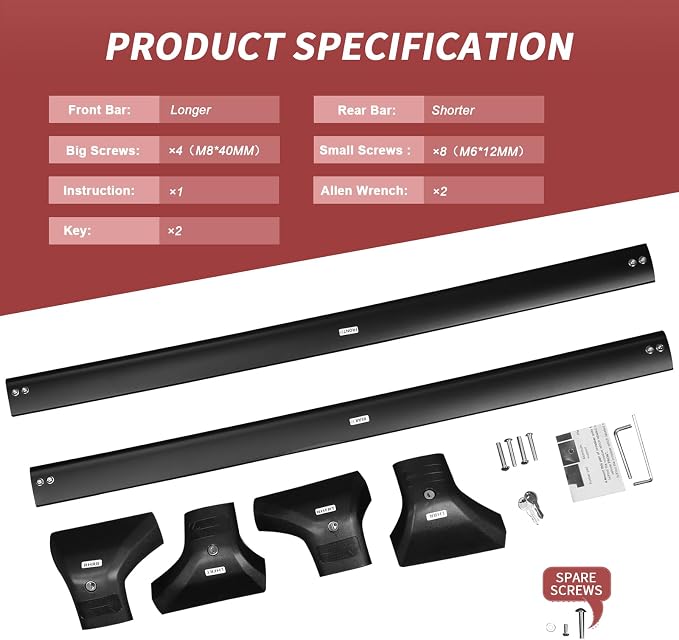 KINGGERI 260Lbs Lockable Roof Rack Cross Bars Compatible - Image 9