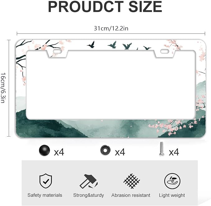 Mountains Cherry Blossom License Plate Frames - Image 4