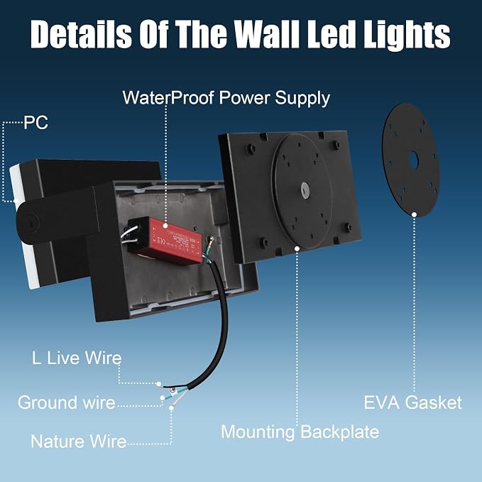 40W Outdoor Wall Light 360 °Rotatable Led Wall Pack Light, 5000K 4000LM Super - Image 8