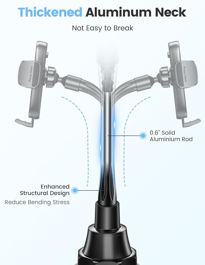 Car Phone Holder, Dual 360° Rotate Gooseneck Cup Holder Phone Mount - Image 2