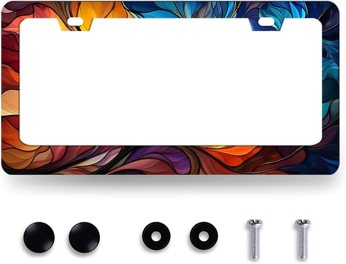 Abstract Leaf License Plate Frame Beautiful Leaves Floral License Plate Holder by RNKATIH