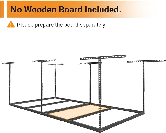 4x8ft Overhead Garage Storage Rack Wooden Decking Not Included, Heavy Duty - Image 4