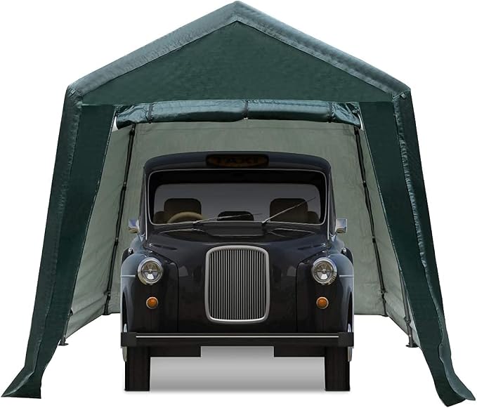 ERGOMASTER 8 Ft x 14 Ft Outdoor Carport Patio Storage Shelter Metal Frame and - Image 8