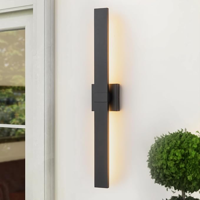 Black Modern LED Outdoor Wall Sconce 31.5" Long Outdoor Wall Lights Exterior by Zicbol