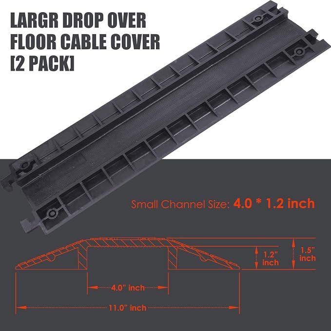 Double 40" inch Rubber Drop Over Cable Cover, 2 Pack Prevent Tripping Floor - Image 5