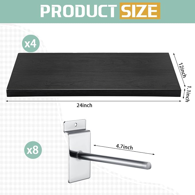4 Pack Wooden Slatwall Shelf - Image 3
