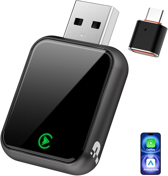 Wireless CarPlay Adapter for iPhone, 2025 Carplay Wireless Adapter for Apple & by PERPOTAO