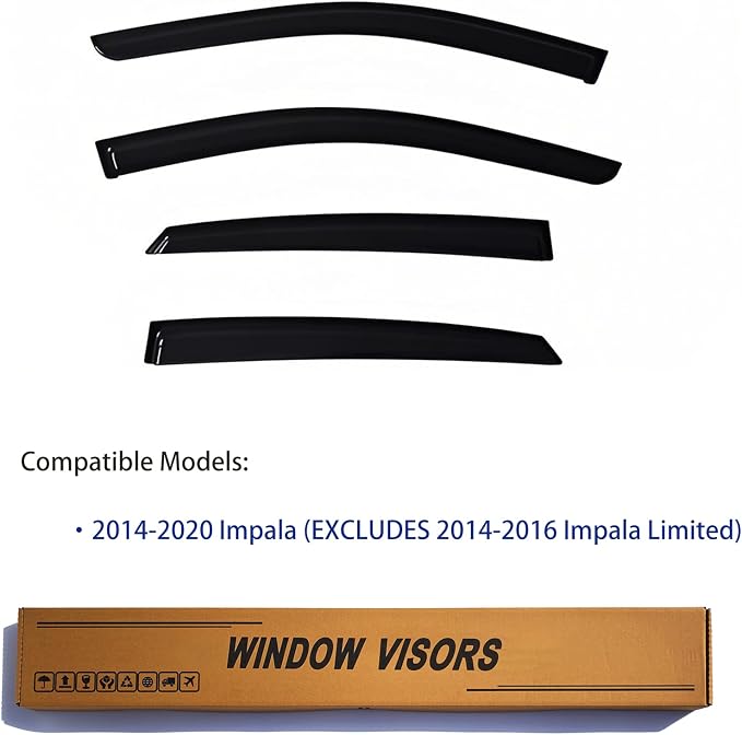 Window Visors Rain Guards fits 2014-2020 Impala, Out-Channel Window Wind - Image 2