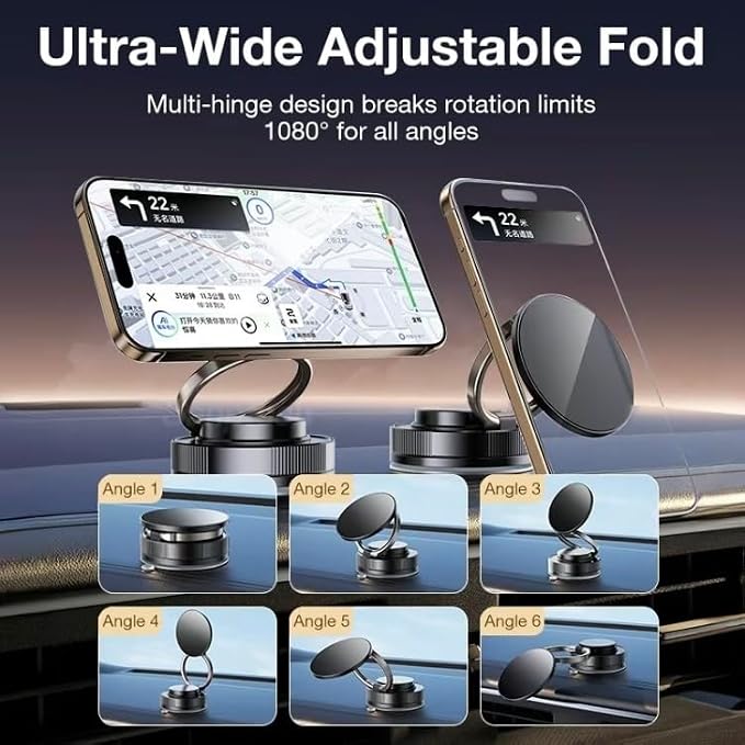 Super Strong Magnetic N52 car Phone Holder, 3-axis Folding, 360° Multi-Angle - Image 3