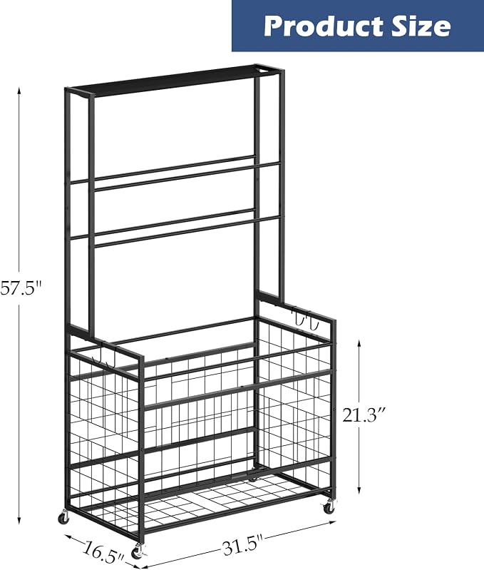 smusei Sports Equipment Organizer Garage Basketball Ball Holder - Image 6