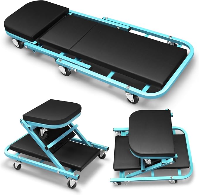DNA MOTORING 40 Inches Folding 2 in 1 Rolling Z Creeper, Adjustable Roller by DNAMOTORING-Tools