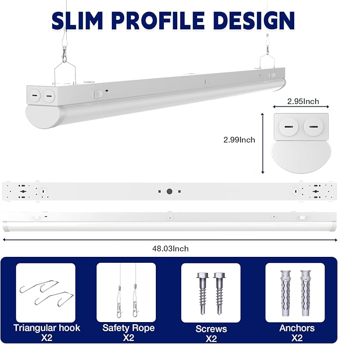 4FT LED Linear Strip Light, LED Shop Lights 40W/35W/30W Selectable, 4 Color - Image 6