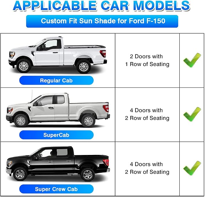 T TGBROS Windshield Sun Shade for Ford F150 2015-2020 Accessories Foldable Sun - Image 2