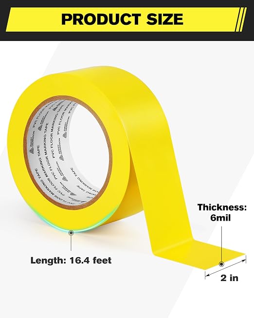 Floor Marking Tape, 2 in x 108 FT Strong Adhesive Caution Tape, High Durability - Image 7