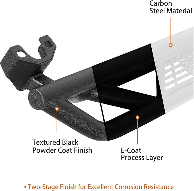 u-Box JK 2-Door Side Steps Running Boards, Drop Tubular Nerf Step Bars - Image 7