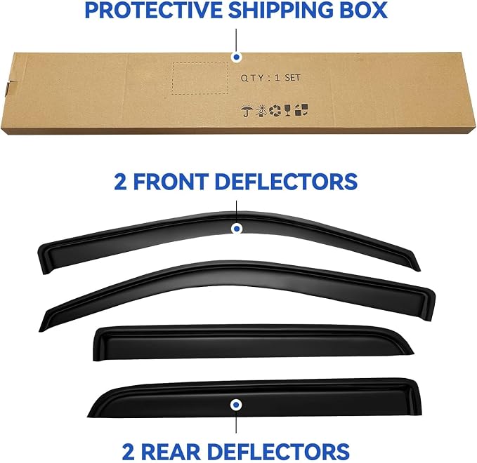 Window Visors Rain Guards for 2009-2014 Ford F150 SuperCrew Cab, Out-Channel - Image 6