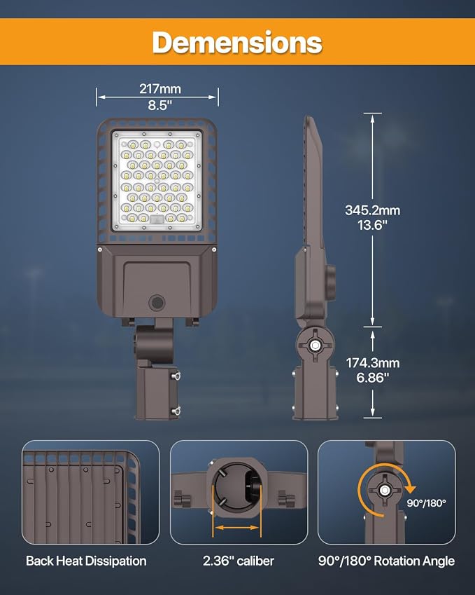 LED Parking Lot Lights 150W Slip Fitter Mount Outdoor Street Pole Light - Image 6