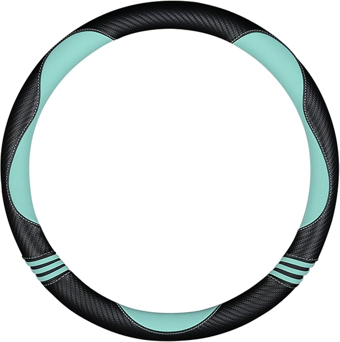 Car Steering Wheel Covers for Women Padded Carbon Fiber PU Leather Cute Auto - Image 3