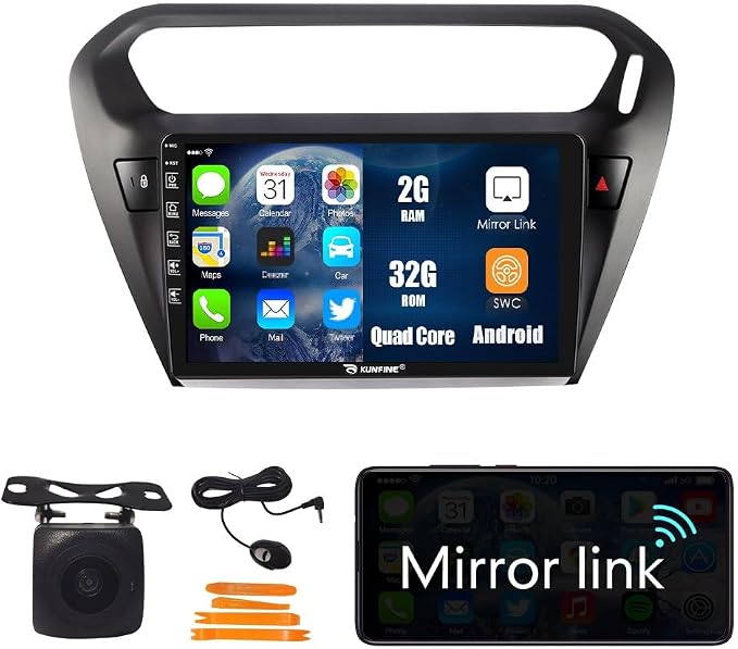 Kunfine Car Android Navigation Stereo GPS Radio Reverse Camera Display 9" IPS by KUNFINE