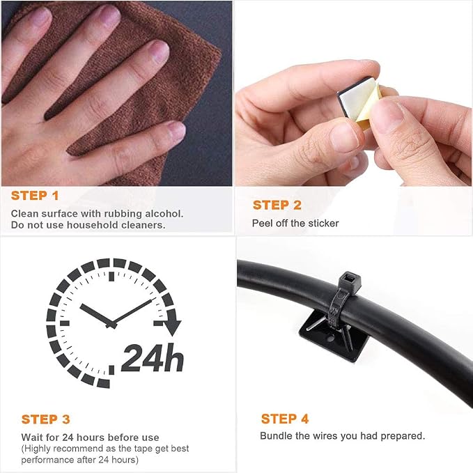 Strong Self Adhesive Wire Clips Cable Zip Tie Mounts 3/4" - Image 4