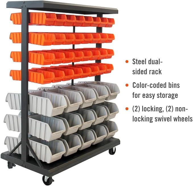 TRINITY EcoStorage 6-Tier Dual-Sided Rolling Bin Rack, 330 Pound Capacity - Image 2