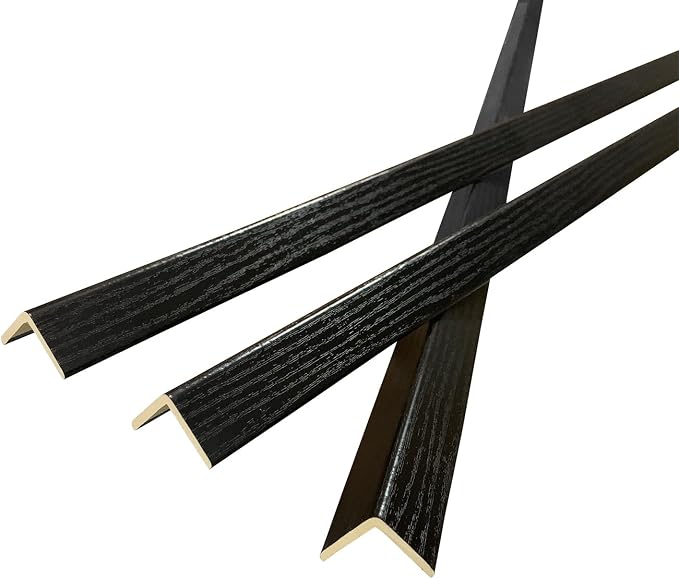 Wall Corner Protector 6PCS 45" Corner Molding Trim Black Wood Grain Corner Trim by Yutianli