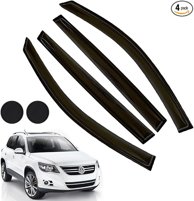 Rain Guards for Volkswagen VW Tiguan 2018-2023, Tape-on Side Window Deflectors by LETINGFAR