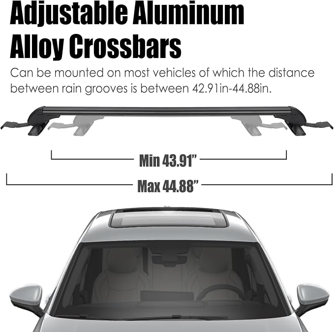 Universal Car Roof Rack, Adjustable Aluminum Alloy Crossbars Heavy Duty Roof - Image 4