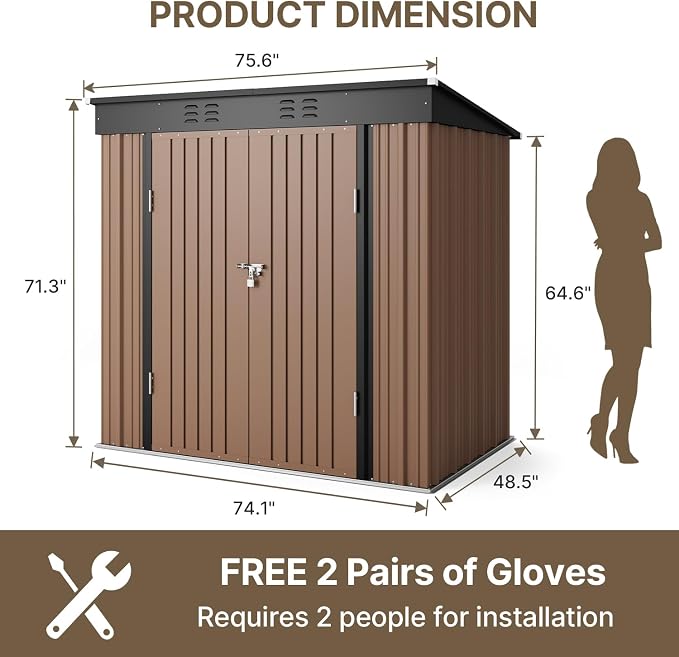 Bealife Outdoor Storage Shed Clearance, Metal Outdoor Storage Cabinet, - Image 2